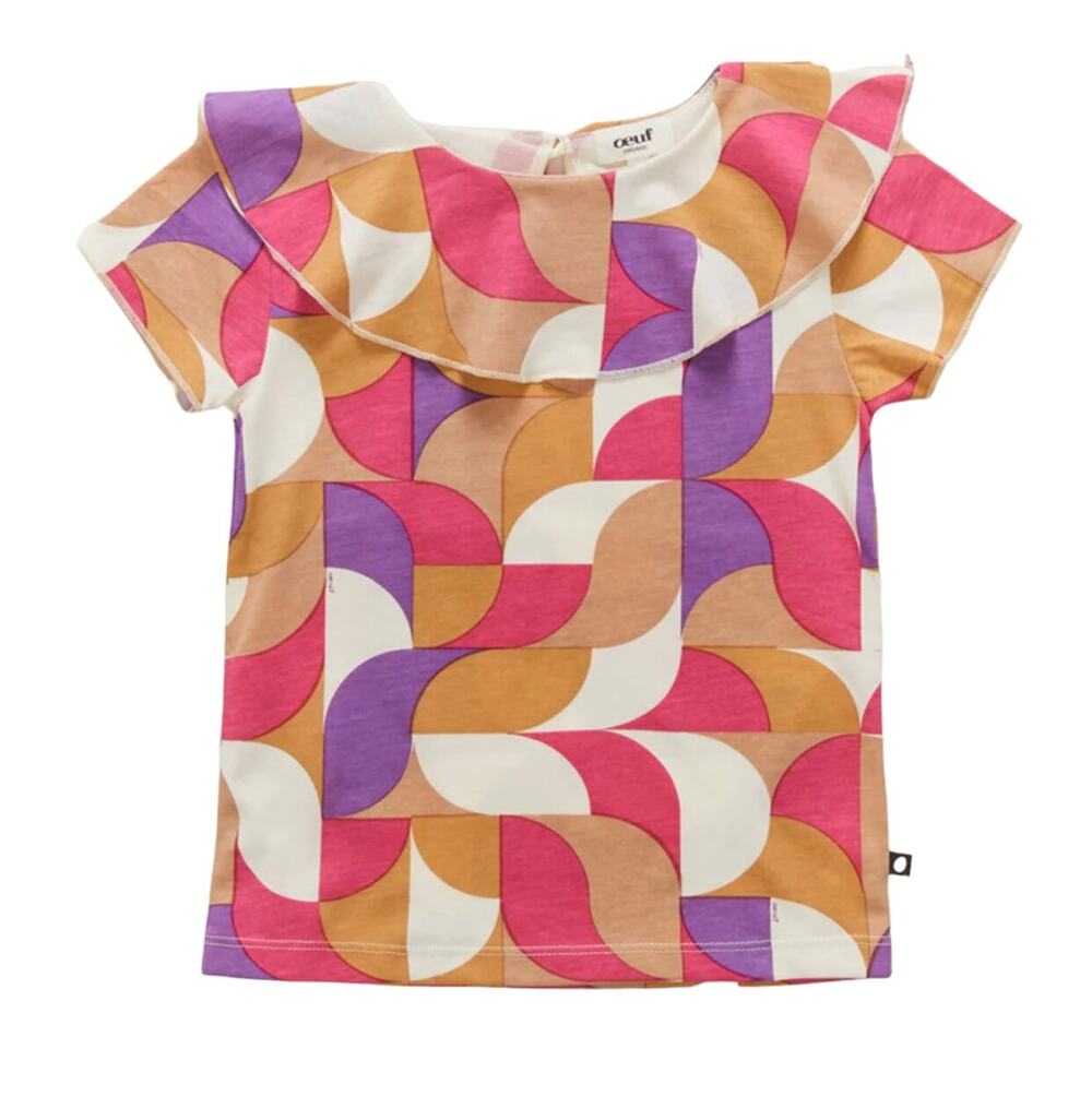 Oeuf NWT Fuchsia Ruffle Collar Tee. Organic.  2/3 Years